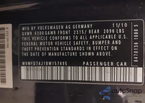 2011 Volkswagen Gti 2-Door Autobahn z USA, uszkodzony, nr VIN WVWFD7AJ1BW157695